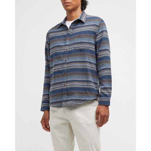Rails Men's Runson Painted Bluff Stripe Blue Button Down Collared Shirt  Large - Picture 1 of 7